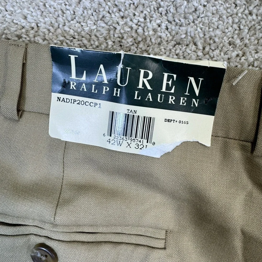 Lauren Ralph Lauren Dress Pants‎ Men 42x32 Tan Khaki Straight Leg Union Made